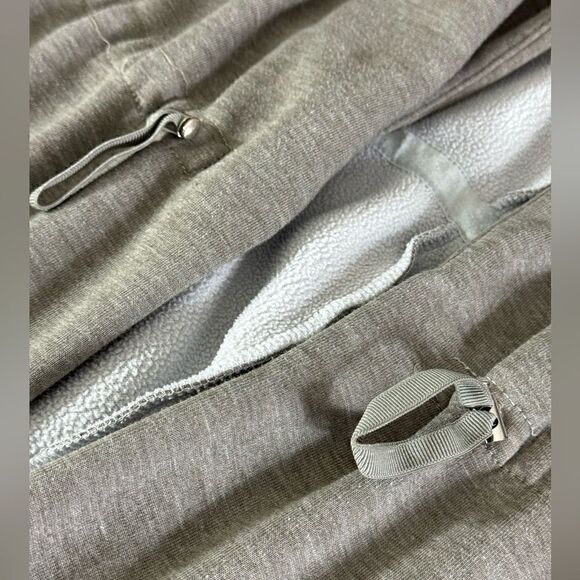 Fabletics cardigan Womens Large drawstring athleisure fleece stone Gray Jacket - Picture 8 of 11